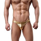 MuscleMate Premium Men's Sexy G-String Comfort Thong Golden Low Raise Underwear (S, Golden)
