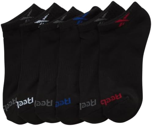Reebok Boys Ankle Socks - 6 Pack Moisture-Wicking Low Cut Athletic Low Cut Socks for Boys with Arch Support (Sizes: S-L)