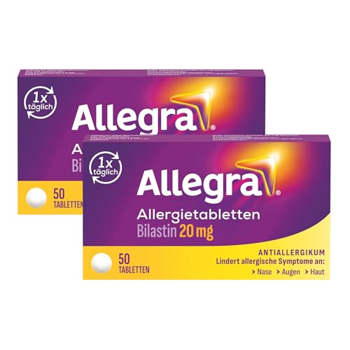 Allegra Allergie Tabletten | 2x50 Stk | Antiallergikum | Wirkstoff Bilastin | schnell und 24 Std wirksam bei Heuschnupfen Tierhaarallergie Hausstauballergie Nesselsucht (Urtikaria)