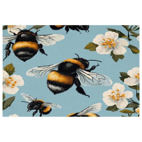 Sets de table 30,5x45,7 cm Honey Bees lavables pour salle à manger - 2