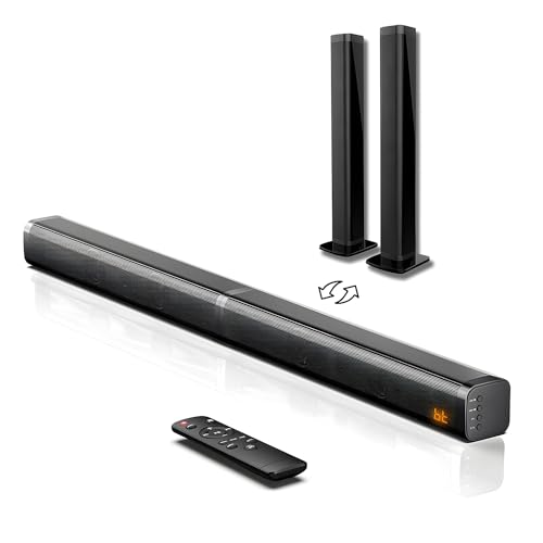 Teatro En Casa, Electronics WELIKERA Barras de Sonido para TV, SoundBar de Sistema de Sonido Envolvente para Home Theater en Casa con 4 Bocinas, Conexión Bluetooth, USB, Óptico, Auxiliar...