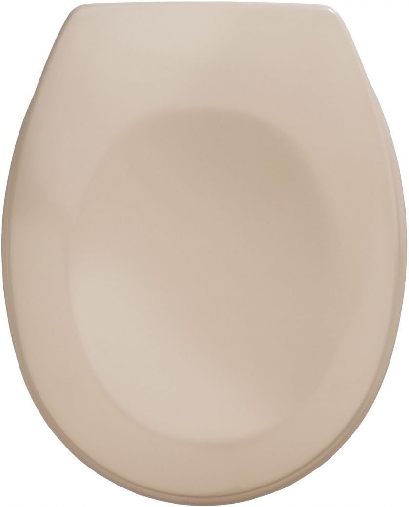 Wenko 17452100 Toilet seat Bergamo Beige rustproof Stainless Steel mounting, Plastic Duroplast, 37.2 x 44.4 cm, Beige