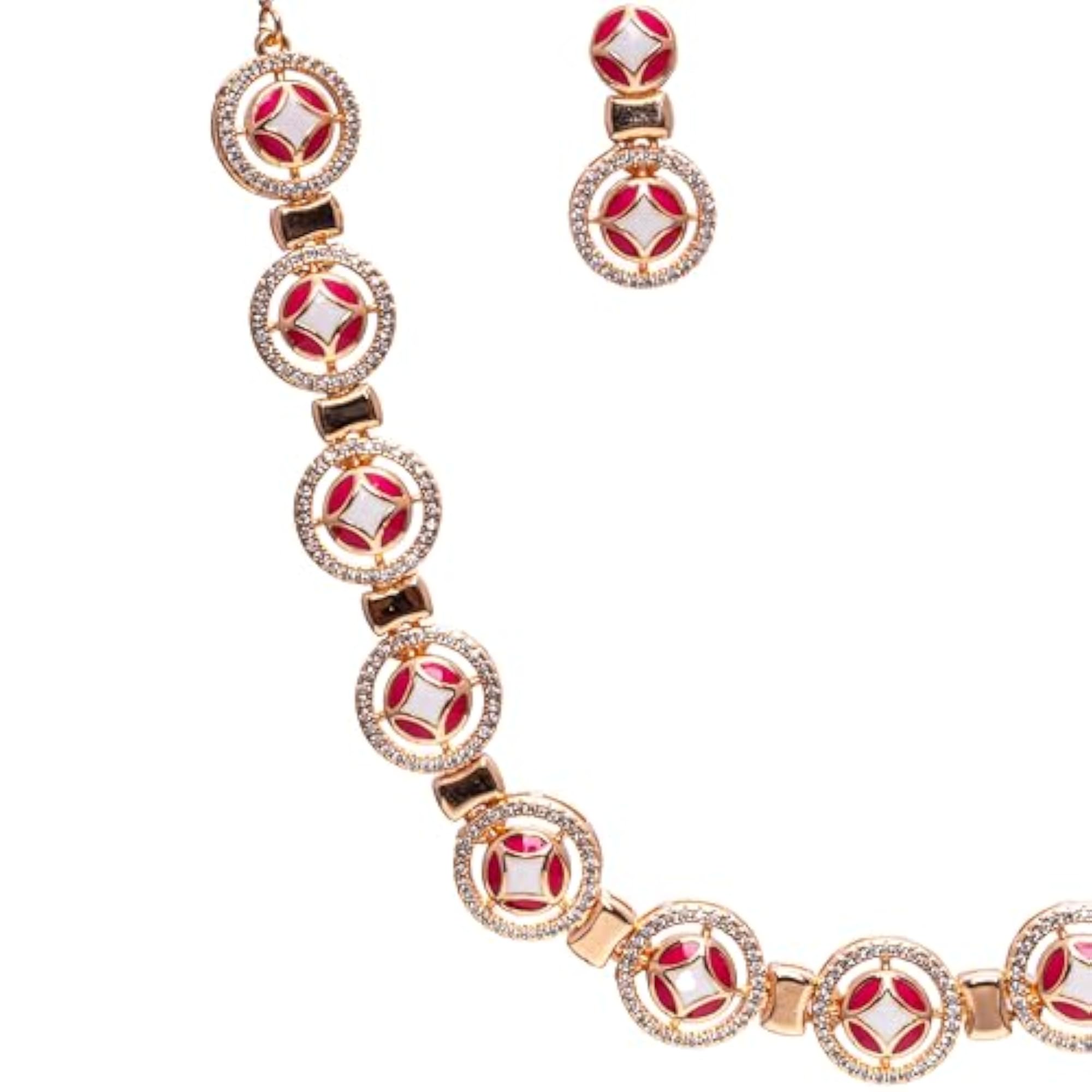 Gold Plated Necklace & Earrings Set, Traditional Design