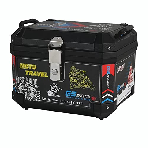 HTTGDGDH Baúl Superior para Motocicleta, baúl de Motocicleta, Caja Trasera Diaria, 45 L, Gran Capacidad, Puede Contener Cascos con Respaldo Suave, Montaje Universal/Negro