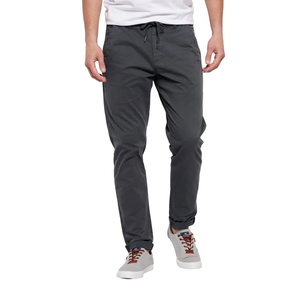 FUNKY BUDDHAMen's Garment Dyed Chino Pants with Drawstring Waist