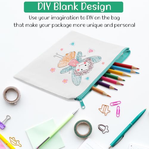 Image of Shappy 40 Pcs Canvas Zipper Pouch Bags Pencil Pouch Bulk Canvas Makeup Bags Blank Pencil Case Cotton Cosmetic Case for Travel DIY Craft (7.09 x 4.33 Inches,S,White)