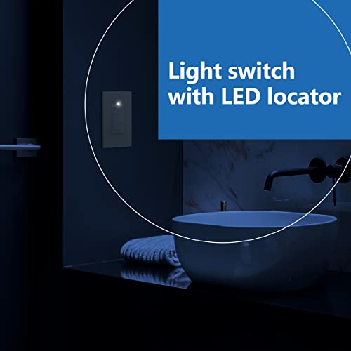 Image of LIDER Minimalist Design Lighted Triple Switch, Combination Frameless Decorator Switch with Locator Light, Ground Terminal, Single Pole, 15A 120-277V, UL Listed, Thermoplastic, Matte Light Almond