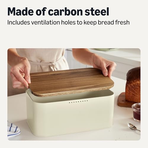 Amazon-Basics-Carbon-Steel-Bread-Box-with-Acacia-Wood-Lid-Lid-Doubles-as-Cutting-Board-119-x-71-x-52-in