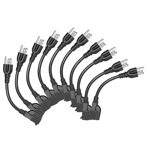 KUNLUN 3 Prong Short Extension Cord, 8-Inch Small Extension Cord