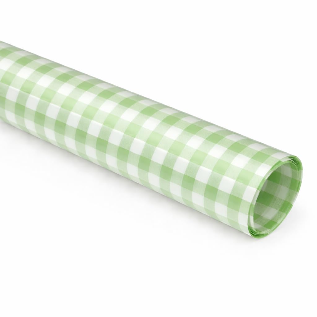 Saksham Premium Gingham Design Flower Wrapping Paper (Mini Size) | 20 Sheets, 60 Microns, 44cm x 44cm, Waterproof & Durable for Luxury Bouquet Packing & Gift Wrapping (Sea Green) | Comes with 3 Free Pull Bow Ribbons-image-6
