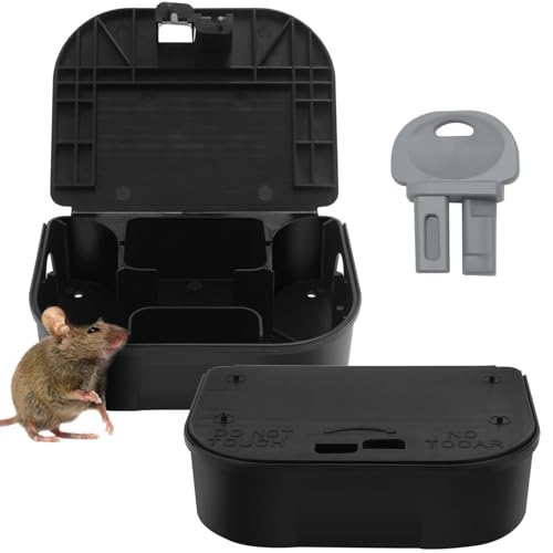Vine HomeCare 2-Pack Small Mouse Bait Stations with 1 Key,