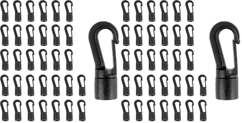 ZHOUBIN Shock Cord End Snap Hooks for 1/4 inch to 5/16 inch, Black Plastic Bungee Cord Terminal Hooks, 32 Pcs (Pack of 2)