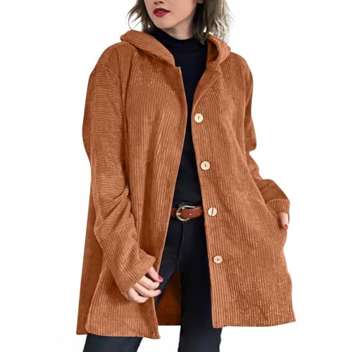 Manteau velours côtelé long femme coupe ample veste hiver chaude moderne