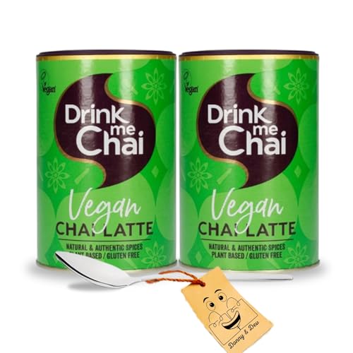 Chai Latte Bundle Includes: 2x Drink Me Chai Vegan Spiced Chai latte Powder (250g) Chai Tea Drink Powder | 1x Stainless Spoon Little Spoon (Coffee Spoon/Tea Spoon) by Donny & Dev