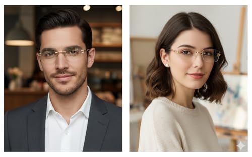 Image of FAVELA Premium Rimless Rectangular Sunglasses for Men & Women | Gold Tinted Luxury Eyewear | Lightweight Metal Frame | UV400 Protected Stylish Goggles | Medium Size