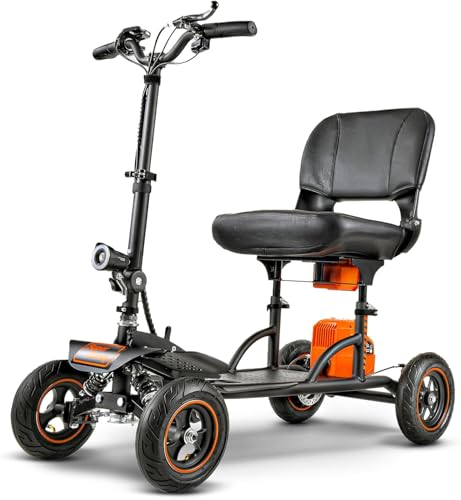 SuperHandy Explorer Scooter de Movilidad – 4 Ruedas, Motor Sin Escobillas de 500W, Batería de 48V, Capacidad de 159 kg,velocidad máxima de 8 km/h, Estructura de Aluminio Ligera, Patente en Trámite