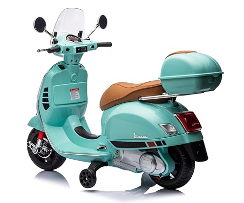 Mondial Toys Moto Elettrica Per Bambini 12V Con Licenza Ufficiale Vespa Piaggio – Modello Gts Super, Luci Led, MP3, Sedile In Pelle, Bauletto – Verde Tiffany - 6