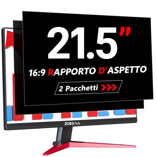 ZOEGAA Confezione da 2 Pellicole Privacy Monitor 21.5 Pollici per Computer 16:9 - Filtro Privacy Antiriflesso con Protezione Luce Blu per PC, Rimovibile a Doppia Faccia, Protezione Dati a 180°