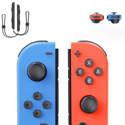LuckyMoon Switch Controller Compatible with Switch/Lite/OLED, Replacement Wireless Controllers with Motion Control/Dual Vibration/Joystick/Quick Pairing, A Pair of Wrist Straps