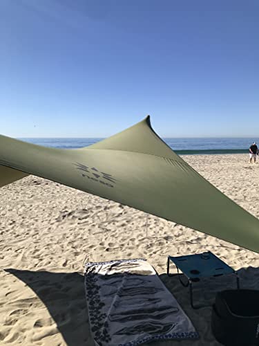 Image of Neso Portable Beach Tent Sun Shelter with Sand Anchor - Lightweight Beach Shade Canopy - Easy Setup for Family Outings - Patented Reinforced Corners - UPF 50+ Sun Protection - 7 x 7ft - Army Green