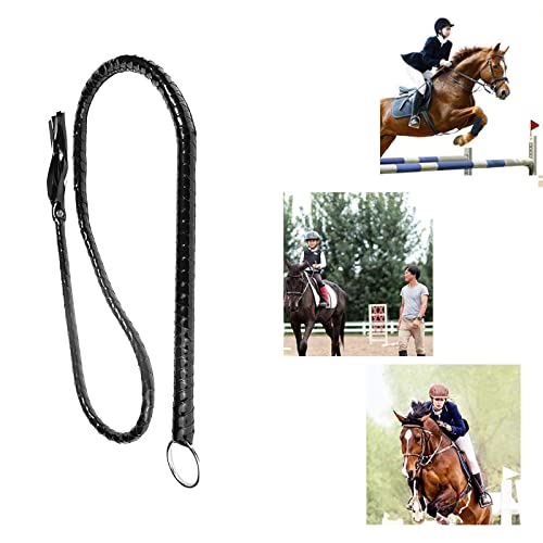 Teelor Horse Whips 55.11'' Handmade Leather Horse Whip, Cow Hide Leather Equestrianism Whip, Riding Whip Suit For Costumes, Stage Performances, (Black) #TOP5
