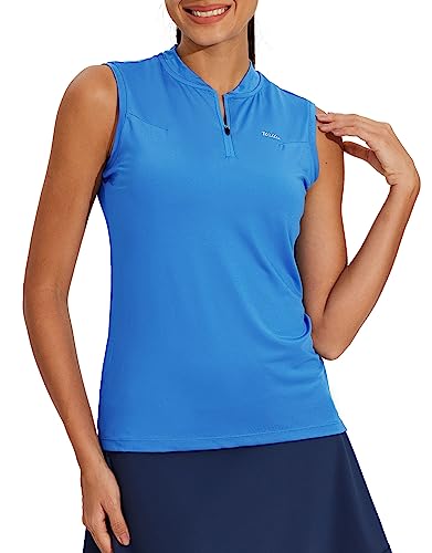 Willit Women's Sleeveless Golf Shirts Polo Tennis Tank Upf 50+ Lightweight Quick Dry Athletic Shirts Brilliant Blue L #TOP1