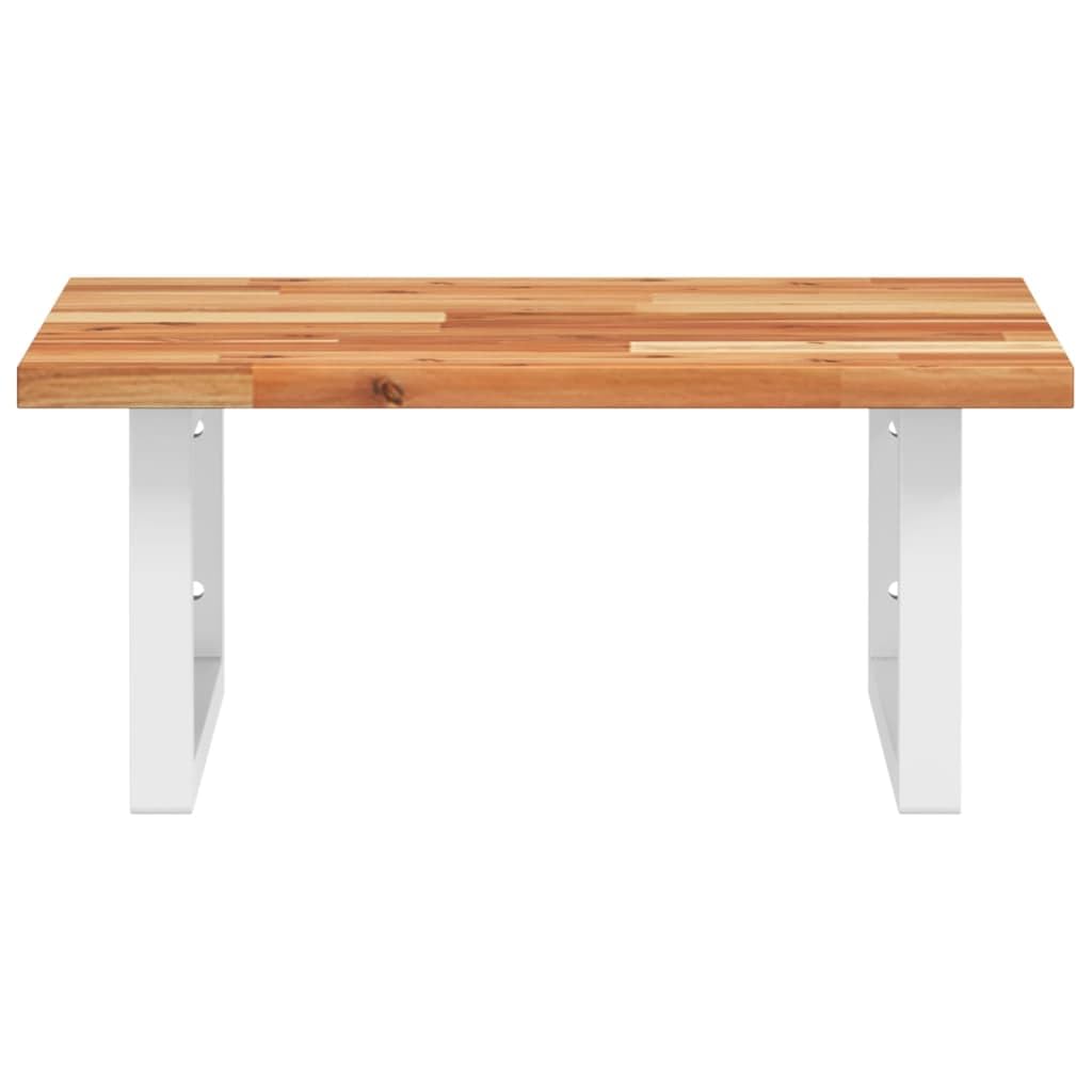 Estantería para lavabo de pared de acero y madera de acacia, 50 x 50 cm, 2 soportes, ahorra espacio, resistente, para cuarto de baño y uso de muebles de baño