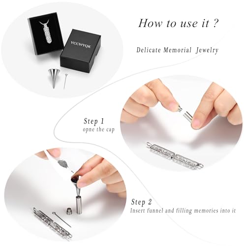 VCCWYQK Hollow Cylinder Urn Necklace for Ashes for Women Men Cremation Jewelry Keepsake Memorial Human Pet Ashes Pendant (A) - Image 4