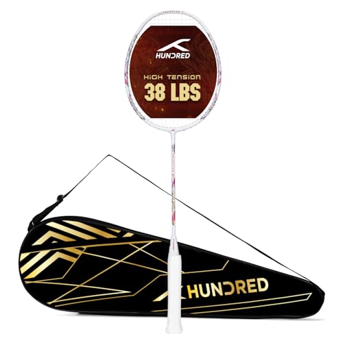 Image of Hundred Predator 84 Extreme Strung Badminton Racket with Full Racket Cover (Black)|