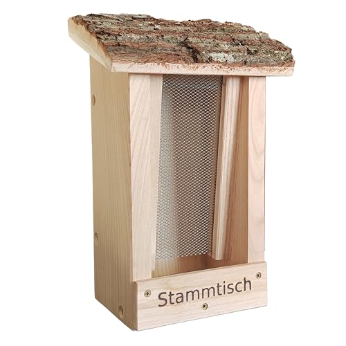 Dokkodo – Vogelfutterhaus Stammtisch – Wetterfestes Hängendes Vogelhaus aus Massivholz – Langlebige Vogelfutterstation für Wildvögel & Meisen