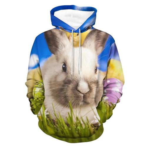 Sweat à capuche imprimé lapin poussin pull doux à manches longues UMENG S