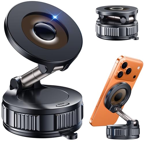Car Phone Holder for Magsafe - Vacuum Magnetic Suction Phone Holder Mount with 360° Adjustable Stand Car Accessories for Car/Gym/Mirror/Smooth Surface ,Travel Essentials for iPhone 17/16/15/14/13/12