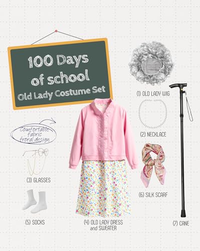 Disfraz Niñas 100 Días de Escuela Vestido de Abuela 6-8 años miniatura 2