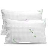 Elif Home Goods King Size 2 Pack Bamboo Pillow, Memory Foam Pillows for Sleeping, Adjustable Bamboo
