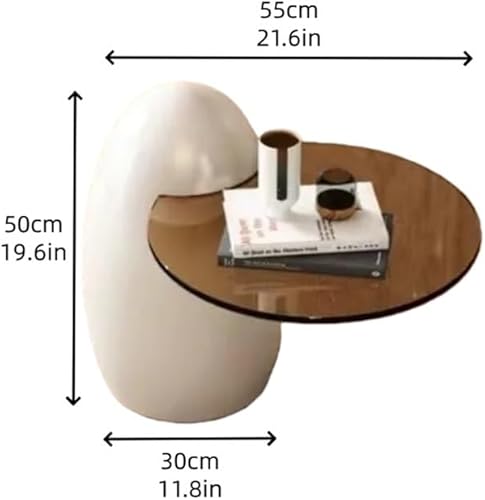 Miniatura 2 de Mesa auxiliar moderna de plástico PE, mesa auxiliar anidable con tapa de cristal, mesa auxiliar creativa en forma de huevo para sala de estar,