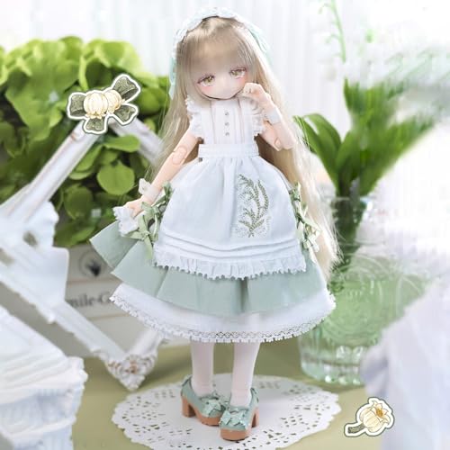 SacPero BJD Dolls 1/8 BJD Doll 9 Ball Jointed Doll Dress Up Dolls Collectible Figures Collection Gift for Party Birthday Ages 15 and Up PVC & ABS Costume Included Lily of the Vally Whispers