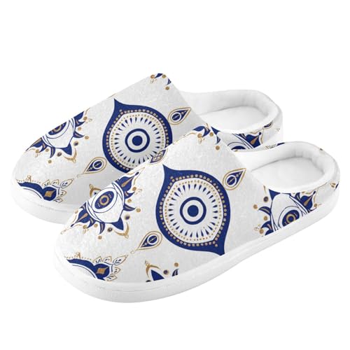 JUNZAN Retro Cartoon Evil Eyes Women Home Cotton Slippers Lightweight Memory Foam Bedroom Slippers for Spa Birthday Presents 6-74