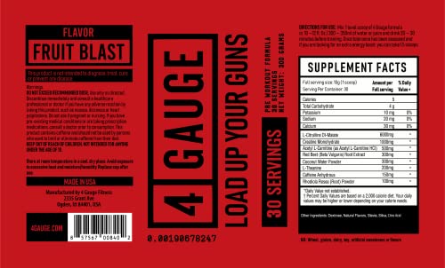 4 Gauge Fitness 4 Gauge | Explosive Preworkout Without The Jitters | Made In The Usa | 30 Servings #TOP6