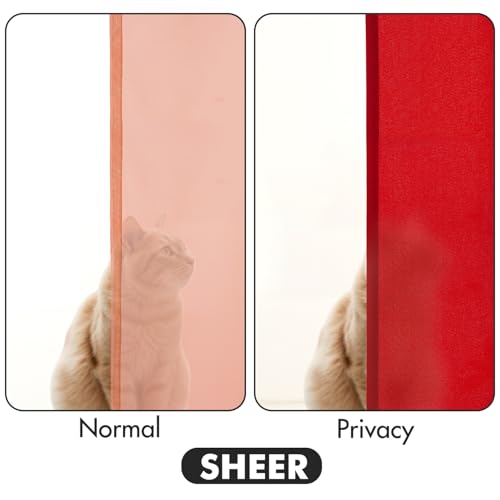 Image of MIULEE Red Semi Sheer Privacy Curtains Drapes 2 Panels 52W x 72L | Semi sheer privacy, non-see-through, light filtering, fits kitchen, bathroom, bedroom