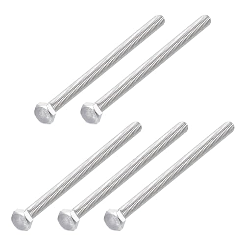 Image of METALLIXITY Hex Bolts (M6-1x130mm) 5Pcs, 304 Stainless Steel Coarse Fully Threaded Hex Head Screw Bolt Machine Screws - for Furniture Repair, Silver