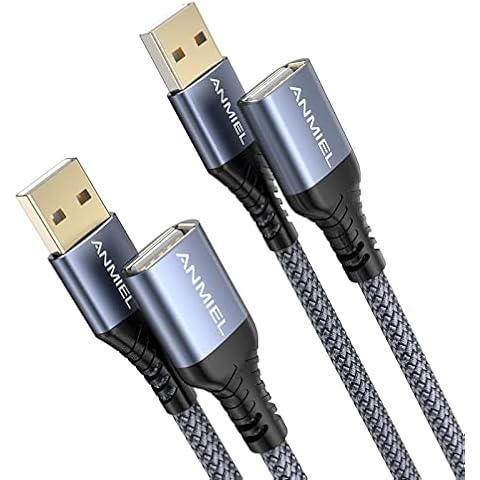 ANMIEL 2M USB Extension Cable with Gold-Plated Connector Cover