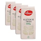 El Granero Integral - Gluten de Trigo - 500 g - Alto Contenido en Proteínas y Fibra - Fuente de Hierro y Minerales - Apto para Veganos - Alimento Natural (Paquete de 4)