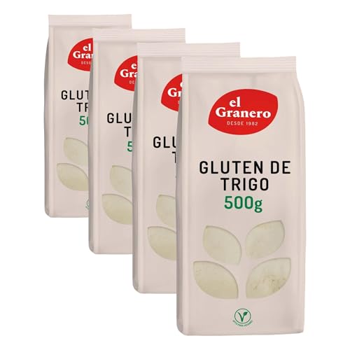 El Granero Integral - Gluten de Trigo - 500 g - Alto Contenido en Proteínas y Fibra - Fuente de Hierro y Minerales - Apto para Veganos - Alimento Natural (Paquete de 4)