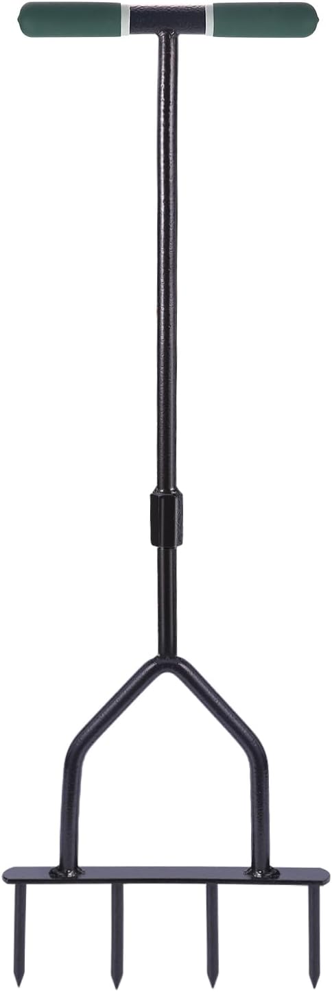 MIXXIDEA Lawn Core Aerator Manual Grass Garden Tiller Dethatching Tool Core Aeration Tool for Turf Runoff and Soil Compaction Healthier for Yard, Lawn Easy to Use Bronze and Green