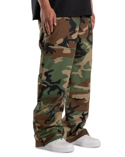 Men's Baggy Camo Cargo Pants Casual Relaxed Fit Wide Leg Straight Trousers Zipper Hip Hop Pants with Multi Pockets2