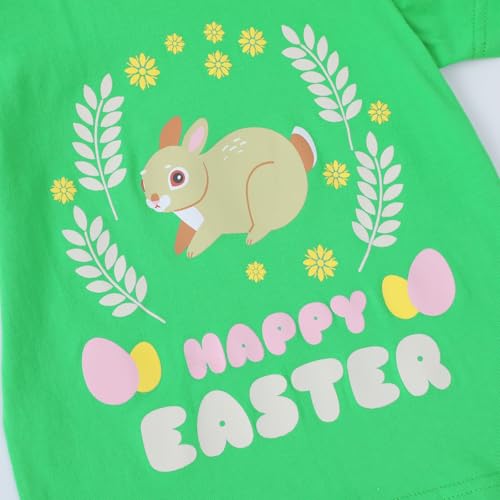 Image of HILEELANG Toddler Girl Summer Short Sleeve Cotton Bunny Graphic Short Sleeve Fun Holiday Summer Casual Tshirt