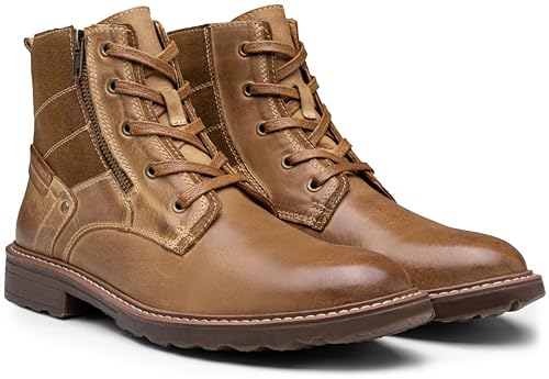 Image of Vostey Mens Boots Motorcycle Casual Boots for Men Zipper Fashion Chukka Boots Mens