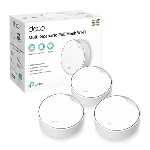 TP-Link Deco X50-PoE Router Mesh WiFi 6, AX3000Mbps Dual Band, Poe(Alimentazione Tramite Ethernet), Porta Ethernet da 2,5 Gbps, Ripetitore WiFi, Acces
