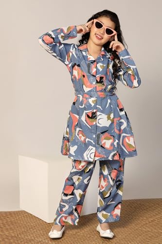 Image of Fashion Dream Girl's Rayon Abstract Printed Clothing Set|Co-ord Set|Casual Wear|Coordinate Outfit for Girls