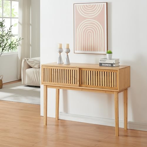 Tavolo Consolle A 3 Cassetti Vintage - In MDF E Legno Di Pino, Bianco, Misure 78x100x35 Cm